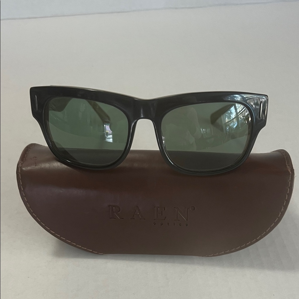 RAEN Lenox Black Sunglasses with Green Lenses
